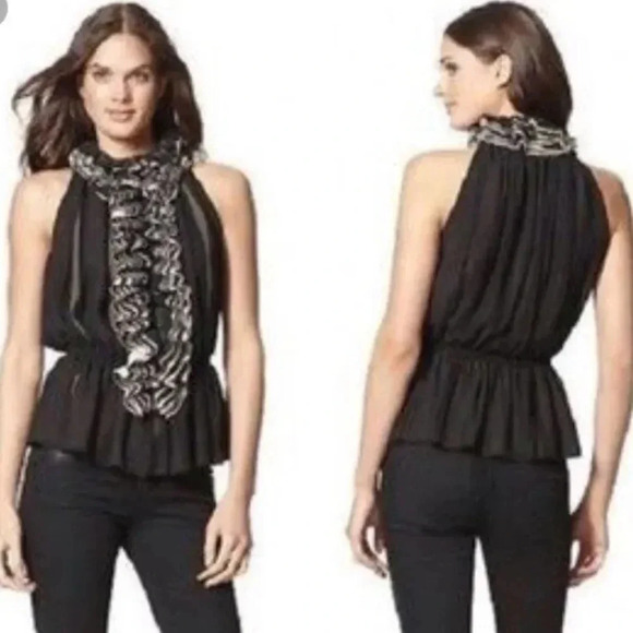 ROBERT Rodriguez Neiman Marcus Target Black Ruffles & Lace Blouse - Picture 1 of 11